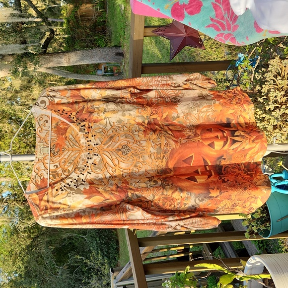 NWOT One World 🍁 🎃 Fall Halloween Ladies 3/4 Sleeve Shirt size large - Picture 2 of 8